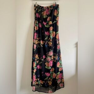 FOREVER 21 bird floral print sleeveless maxi dress